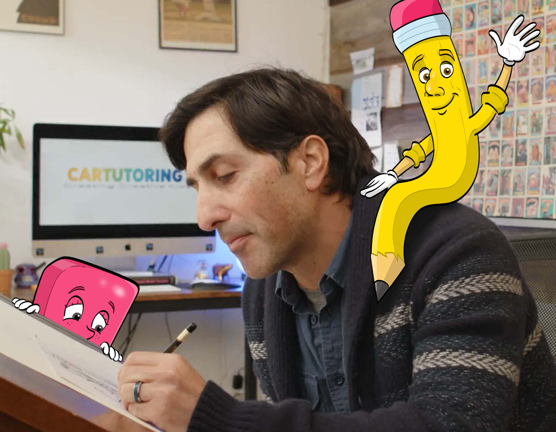 Mike Goldstein at drawing table